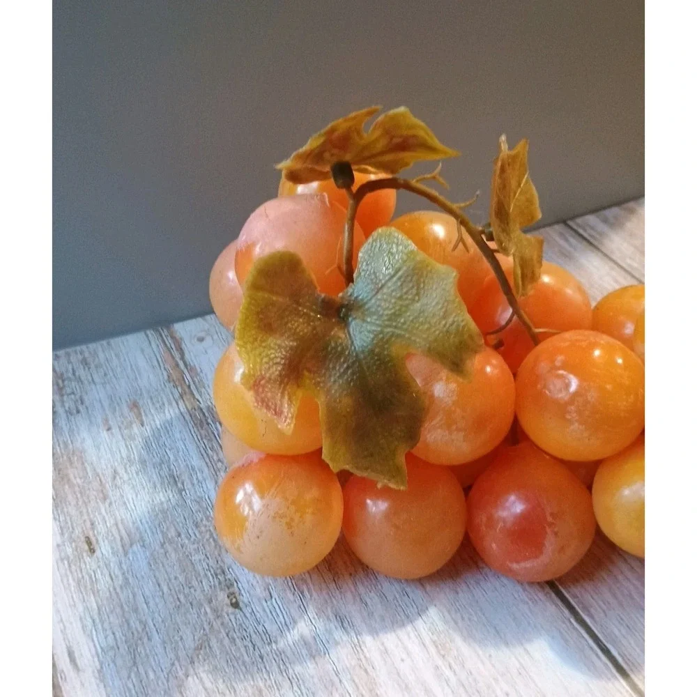 Vintage Realistic Fake Yellow Orange‎ Grapes Rubber Fruit Decor 1 Piece 11